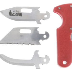 Cold Steel CS40ATZ Click-N-Cut Slock Master 2.50" Fixed Caping/Clip/Utility Plain/Serrated Satin 420J2 SS Blade Red Textured ABS Handle Includes Sheath
