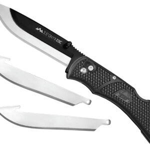 Outdoor Edge OX10C Onyx  3 Blades, 3.50" Folding Drop Point Plain Satin/Black Oxide 420J2 SS Blade, 4.50" Black Textured Grivory Handle