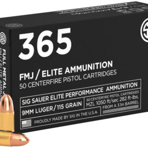 SIG AMMO 9MM 115GR ELITE BALL 365 FMJ 50/20