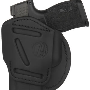 1791 Gunleather 4WH3SBLR 4-Way  IWB/OWB Size 03 Stealth Black Leather Belt Clip Compatible w/Glock 26/Ruger LC9/S&W M&P Shield/2.0 9/40 Right Hand