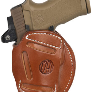 1791 Gunleather 4WH6CBRR 4-Way  IWB/OWB Size 06 Classic Brown Leather Belt Clip Compatible w/ Glock 17/Ruger American Pistol Right Hand