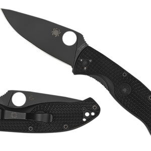 Spyderco C122PBBK Tenacious Lightweight 3.39" Folding Plain Black Oxide 8Cr13MoV SS Blade/Black Bi-Directional Texturing FRN Handle Includes Pocket Clip