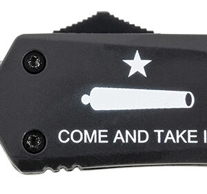 Templar Knife LCATI331 Gen II Come And Take It Large 3.50" OTF Drop Point Plain Black Oxide Stonewashed 440C SS Blade, 5.25" Black "Come And Take It" Aluminum Handle, Glass Breaker