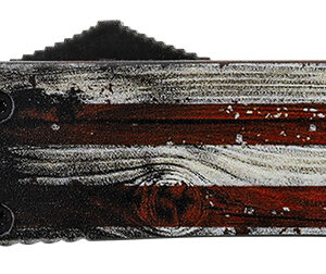 Templar Knife MWUS231 Gen II Wood US Flag Slim 3.43" OTF Tanto Plain Black Oxide Stonewashed 440C SS Blade, 5.05" Painted Wood Grain US Flag Aluminum Handle, Glass Breaker