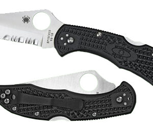 Spyderco C11SBK Delica 4  2.88" Folding Drop Point Serrated VG-10 SS Blade/Black  Textured FRN Handle Includes Pocket Clip