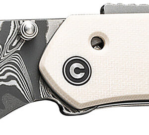 Civivi Knives C22036-DS1 Vision FG  3.54" Folding Reverse Tanto Plain Damascus Blade, Ivory G10 Handle