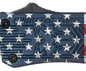 CobraTec Knives MUSACTK1MDNS CTK-1 American Flag Medium 3" OTF Drop Point Plain D2 Steel Blade, 5" Red/White/Blue Flag Cerakote Aluminum Alloy Handle