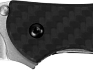 Kershaw 1660CF Leek  3" Folding Drop Point Plain Stonewashed CPM 154 SS Blade Black Carbon Fiber Handle Includes Pocket Clip