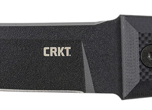 CRKT 2927 HZ6  6.50" Fixed Plain Black Matte Baked-On Anti Rust SK-5 Steel Blade/Black w/Carved X's G10 Handle Includes Sheath