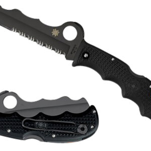 Spyderco C79PSBBK Assist Lightweight 3.69" Folding Part Serrated Black DLC VG-10 SS Blade/Black Textured FRN Handle Includes Glass Breaker/Pocket Clip