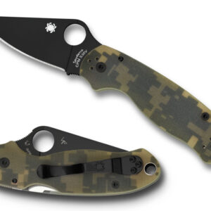 Spyderco C223GPCMOBK Para 3  2.95" Folding Drop Point Plain Black DLC CPM S30V SS Blade Camo G10 Handle Includes Pocket Clip