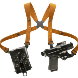 Galco JR224B Jackass Rig Shoulder System Size Fits Chest Up To 56" Black Leather Harness Compatible w/ Glock 19X/19 Gen1-5/Glock 23 Gen2-5 Right Hand