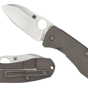 Spyderco C158TIP2 Techno 2  2.52" Folding Sheepsfoot Plain CTS XHP Steel Blade/Matte Stonewashed Titanium Handle Includes Pocket Clip