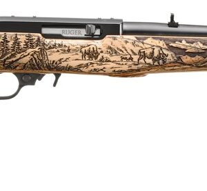 RUGER 10/22 22LR 18.5IN BLUED BARREL 10RD NATURAL LAMINATE ALTAMONT STOCK BISON ENGRAVING TALO 31234