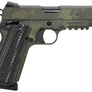 Girsan 392071 MC1911 C Untouchable Compact Frame 9mm Luger 9+1 4.40" Black Steel Barrel, OD Camo Serrated Steel Slide & Frame w/Beavertail & Picatinny Rail, Black Polymer Grip