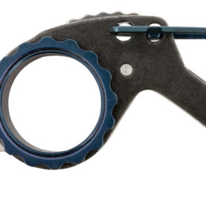 CRKT 9083 Compano  1.44" Folding Sheepsfoot Plain Satin 8Cr13MoV SS Blade/Black Stonewashed w/Blue Accents Stainless Steel Handle