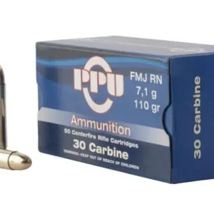 PPU STANDARD RIFLE AMO 30 CARBINE 110GR FMJ 50RD (10 BOXES PER CASE)