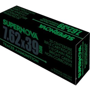 SUPERNOVA  AMMUNITION AMO 7.62X39MM 110GR FMJ GREEN TRACER 20RD ( 10 BOXES PER CASE )