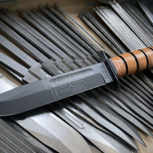 KA-BAR US ARMY 125TH ANNIVERSARY KNIFE 11.87 OAL 7 IN CLIP POINT BLADE W/ BROWN LEATHER SHEATH BOXED