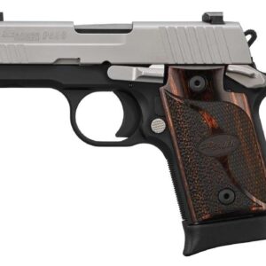 SIG SAUER P938 9MM 3IN 2 TONE STAINLESS SAO X-RAY 3 WALNUT GRIP 1 6RD MAG 1 7RD MAG AMBI SAFETY