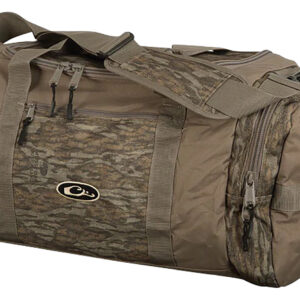 Drake Waterfowl DB36510063 Duffle Bag  Large Mossy Oak Bottomland Polyester, 3 Exterior Pockets, Adj. Shoulder Strap