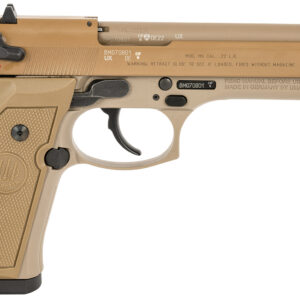 Beretta USA J90A1M9F49 M9  22 LR 15+1 4.90" FDE Cerakote Steel Barrel, Serrated Slide, Flat Dark Earth Cerakote Aluminum Frame w/Beavertail, Ambidextrous