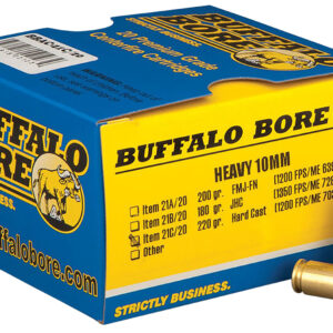 Buffalo Bore Ammunition 21C20 Outdoorsman Strictly Business 10mmAuto 220gr Hard Cast Flat Nose 20 Per Box/12 Case