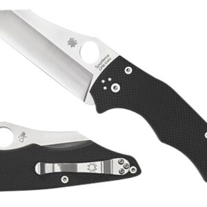 Spyderco C253GP YoJumbo  3.98" Folding Wharncliffe Plain Stonewashed CPM S30V SS Blade/ Black Textured G10 Handle Includes Pocket Clip